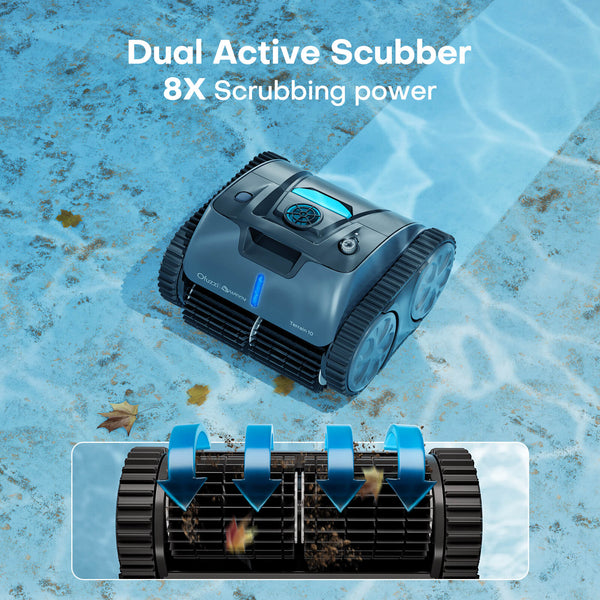 Ofuzzi Cyber Terrain 10 Pool Cleaner with Dual Active Scubber 8x Scrubbing Power 