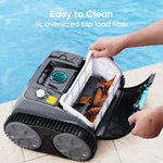 Ofuzzi Cyber Terrain 10 Pool Cleaner is easy to clean and has a 4L oversized top load filter. 