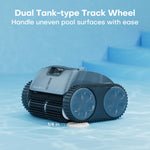 Ofuzzi Cyber Terrain 10 is equipped with a dual tank-type track wheel and it can handle uneven pool surfaces with ease. 
