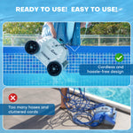 One-button automatic cleaning and cordless features for effortless pool cleaning.