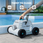 Ofuzzi Cyber 1000 can twist to clean and it can work max 95mins while max cleaning areas of 908 square feet. 