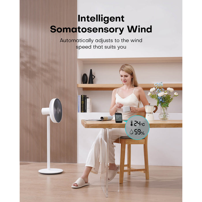 Dreamy Gentle Breeze - Intelligent digital temperature and humidity sensor adjusts wind speed using Dreamer algorithm for the perfect natural breeze day or night.