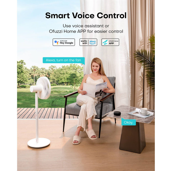 Voice Control – Connect to Ofuzzi home APP, Amazon Alexa, or Google Assistant for remote or voice control. Turn on the fan in advance for instant comfort when you arrive home.