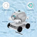 Diagram of part names of Ofuzzi Cordless Robotic Pool Cleaner Cyber